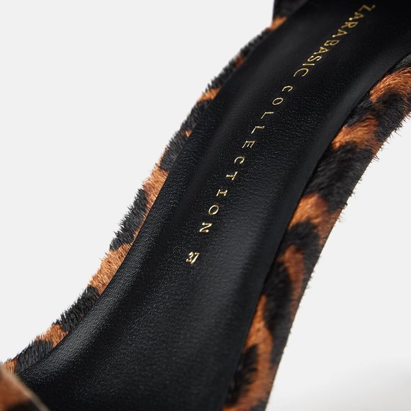 ZARA LEOPARD ANIMAL PRINT 100% LEATHER HIGH HEEL SANDALS NEW WITH TAGS US 7.5 - Picture 7 of 8